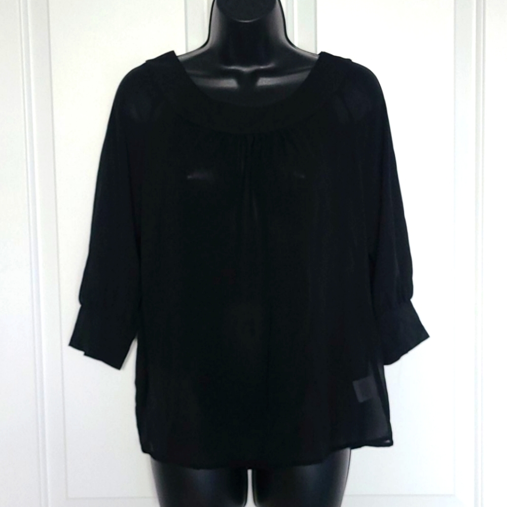 Worthington Sheer blouse Black S